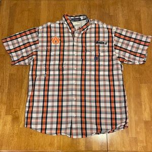 Men’s Large Columbia PFG Super Bonehead Plaid Auburn Tigers Fishing Shirt